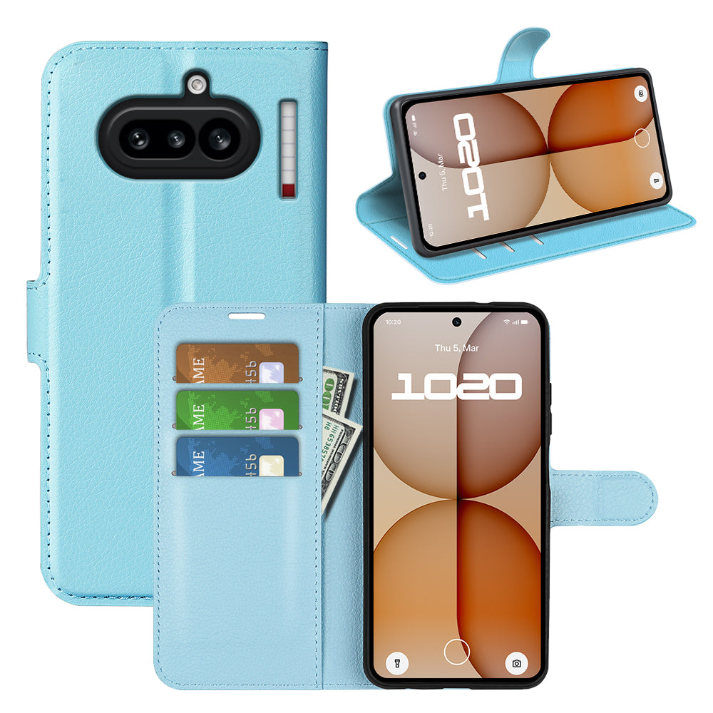 Wallet Case for Nothing Phone (4a) – PU Leather Flip Cover with Card Holder & Stand [LightBlue]