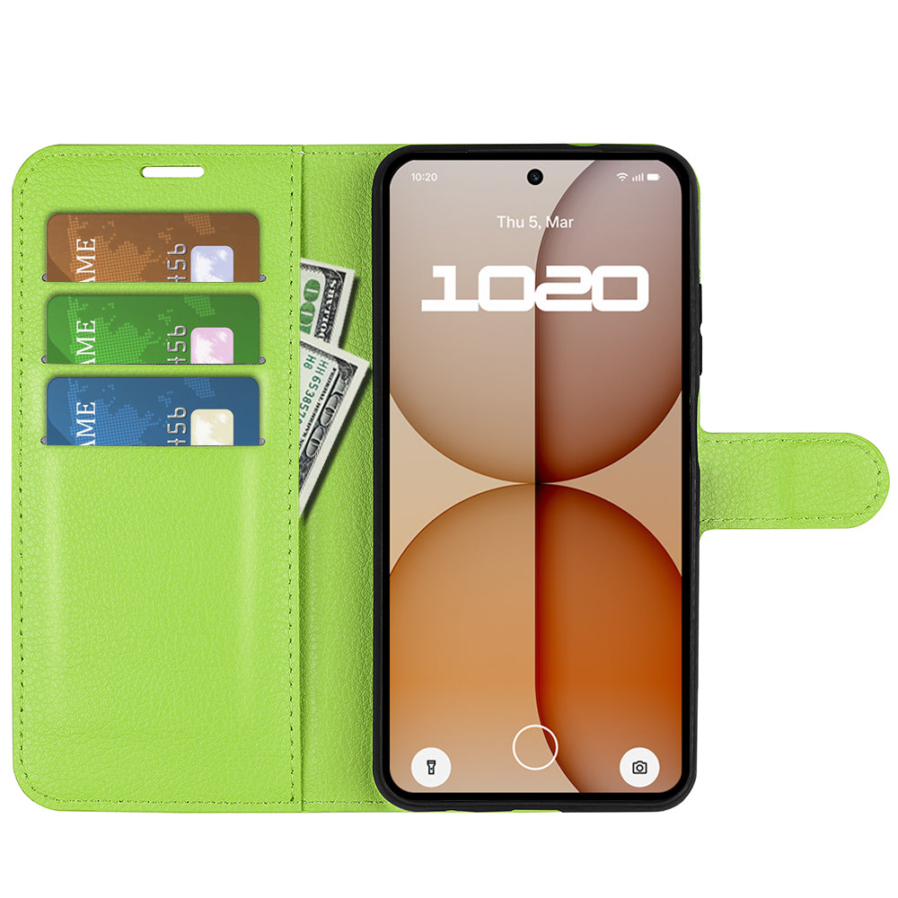 Wallet Case for Nothing Phone (4a) – PU Leather Flip Cover with Card Holder & Stand [Green]