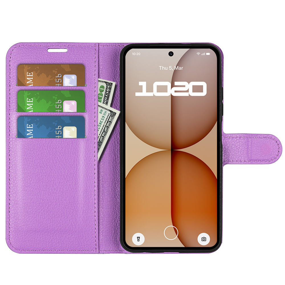 Wallet Case for Nothing Phone (4a) – PU Leather Flip Cover with Card Holder & Stand [Purple]