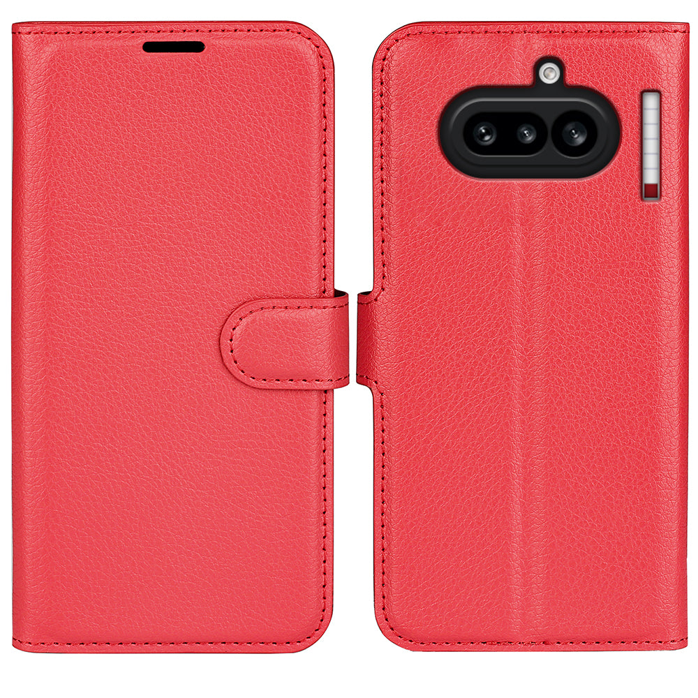 Wallet Case for Nothing Phone (4a) – PU Leather Flip Cover with Card Holder & Stand [Red]