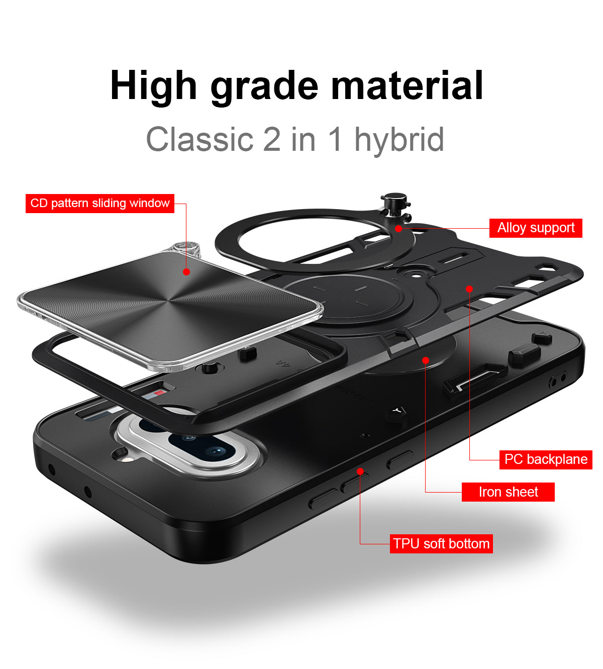 Nothing Phone (4a) Ring Kickstand Case w/ Camera Cover [Navy]