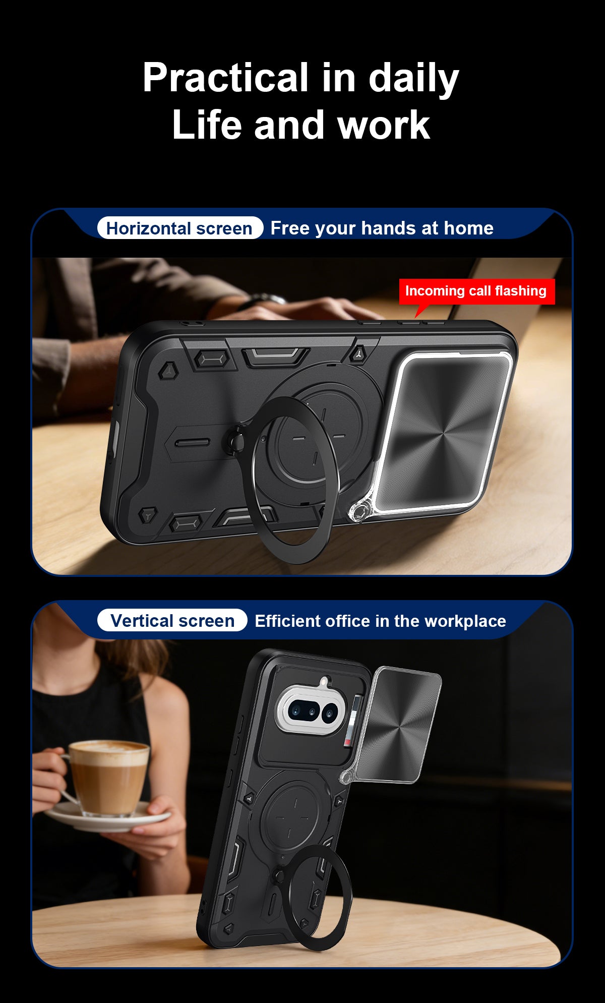 Nothing Phone (4a) Ring Kickstand Case w/ Camera Cover [Red]