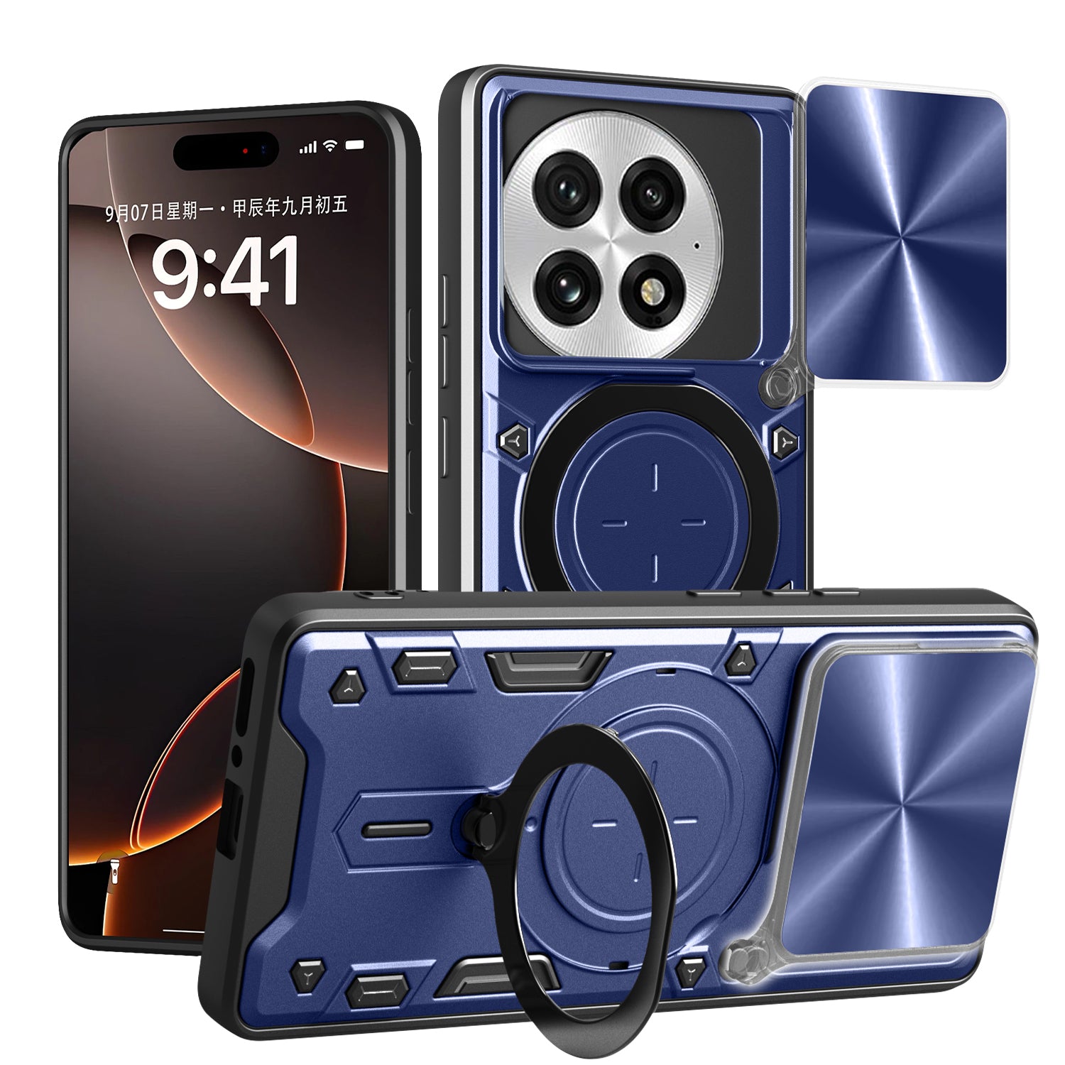 OnePlus 13 Ring Kickstand Case w/ Camera Cover [Navy]