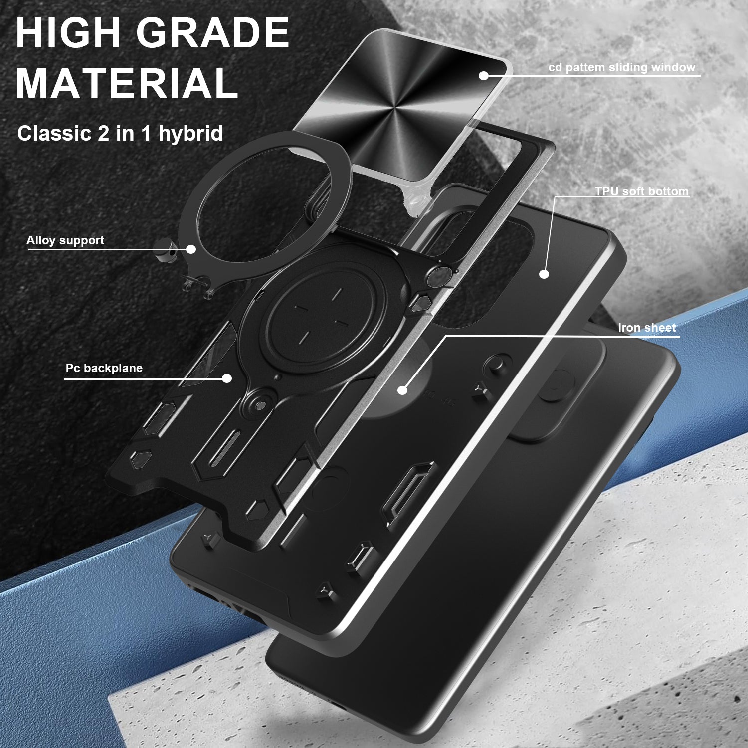 OnePlus 13 Ring Kickstand Case w/ Camera Cover [Navy]