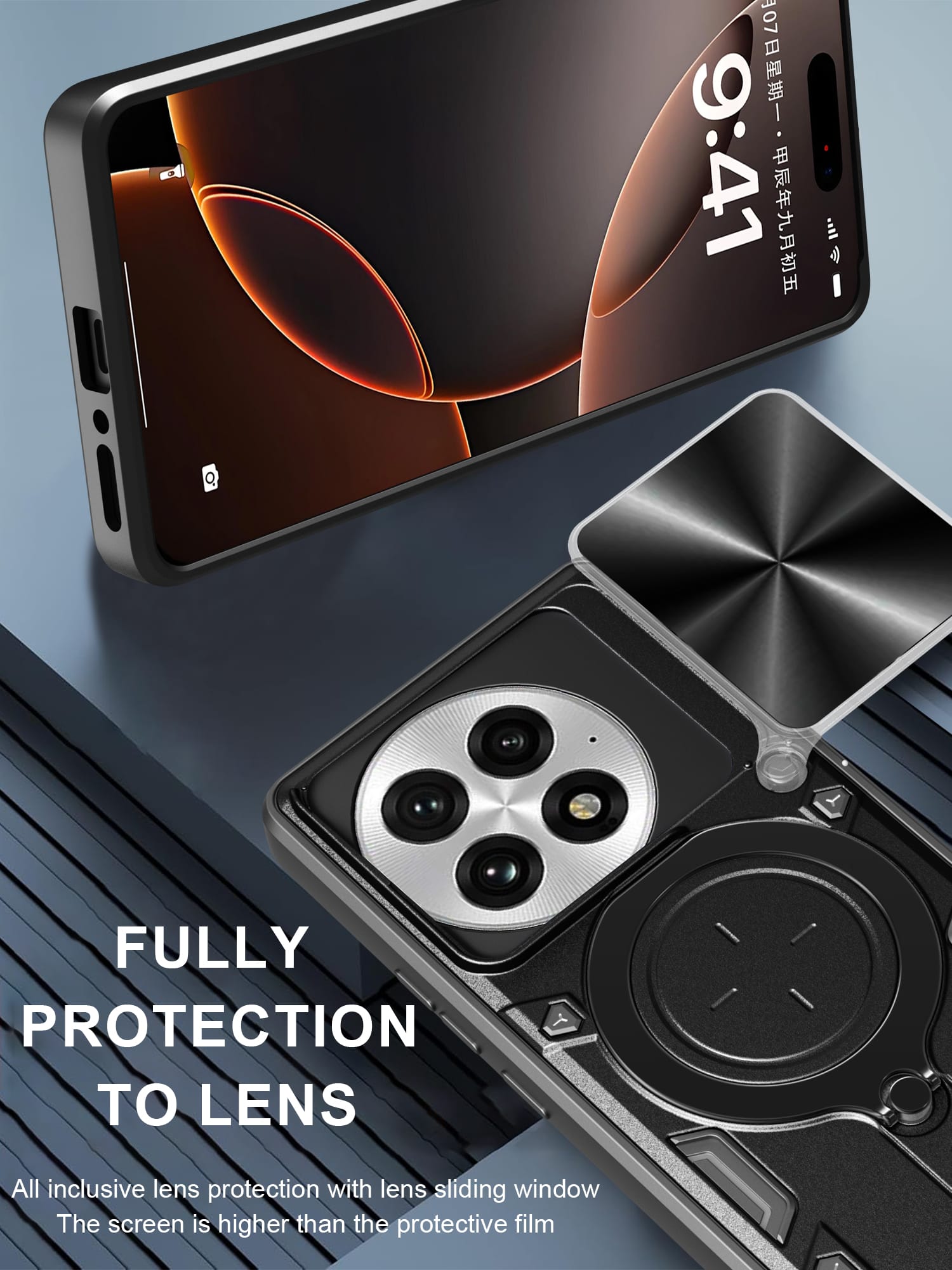 OnePlus 13 Ring Kickstand Case w/ Camera Cover [Red]