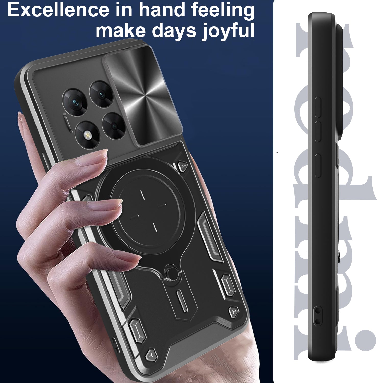 OnePlus 13R 5G  Ring Kickstand Case w/ Camera Cover [Black]