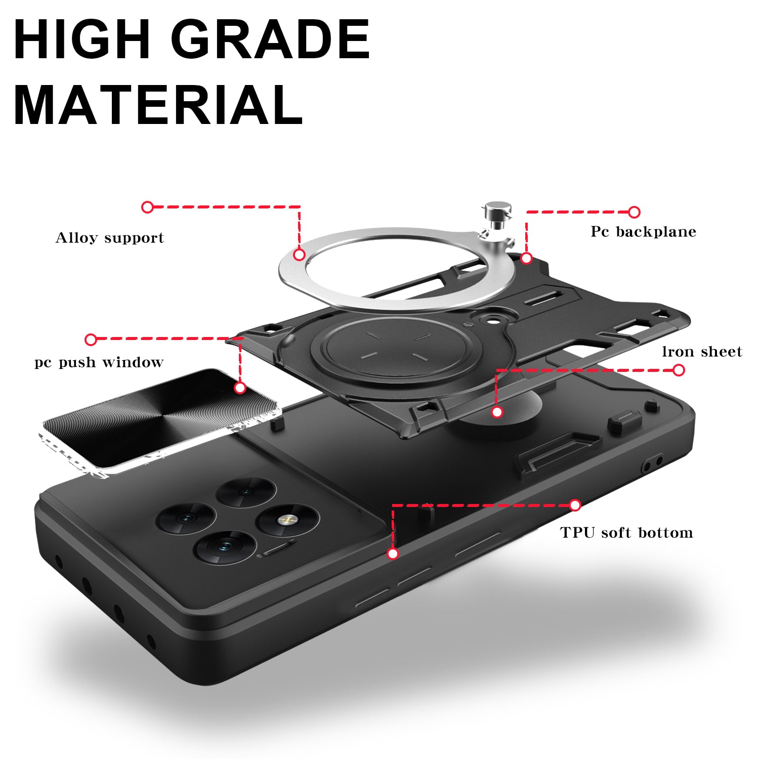 OnePlus 13R 5G  Ring Kickstand Case w/ Camera Cover [Purple]