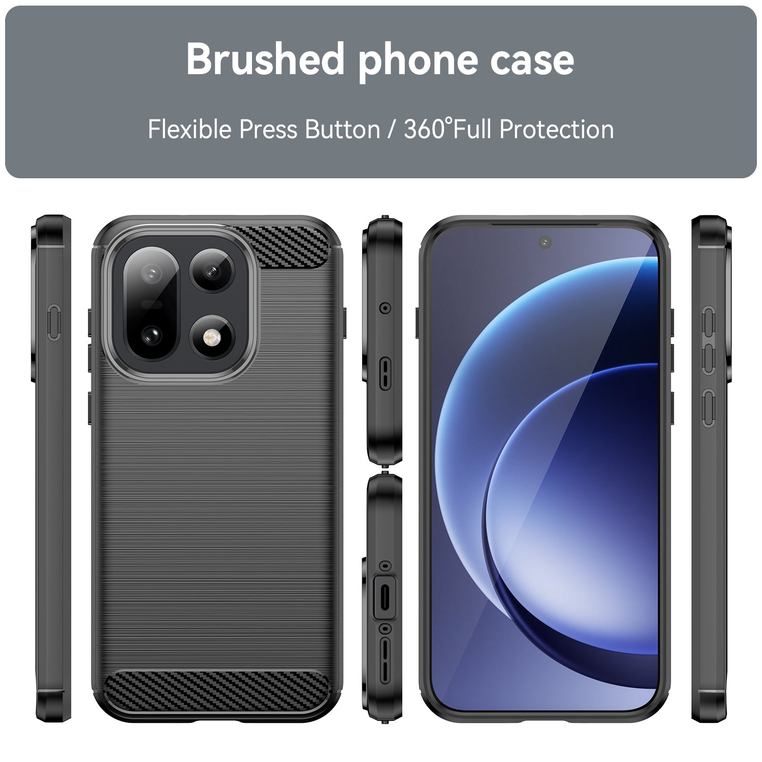 OnePlus 15 Carbon Fibre TPU Case Slim Shockproof Cover Black