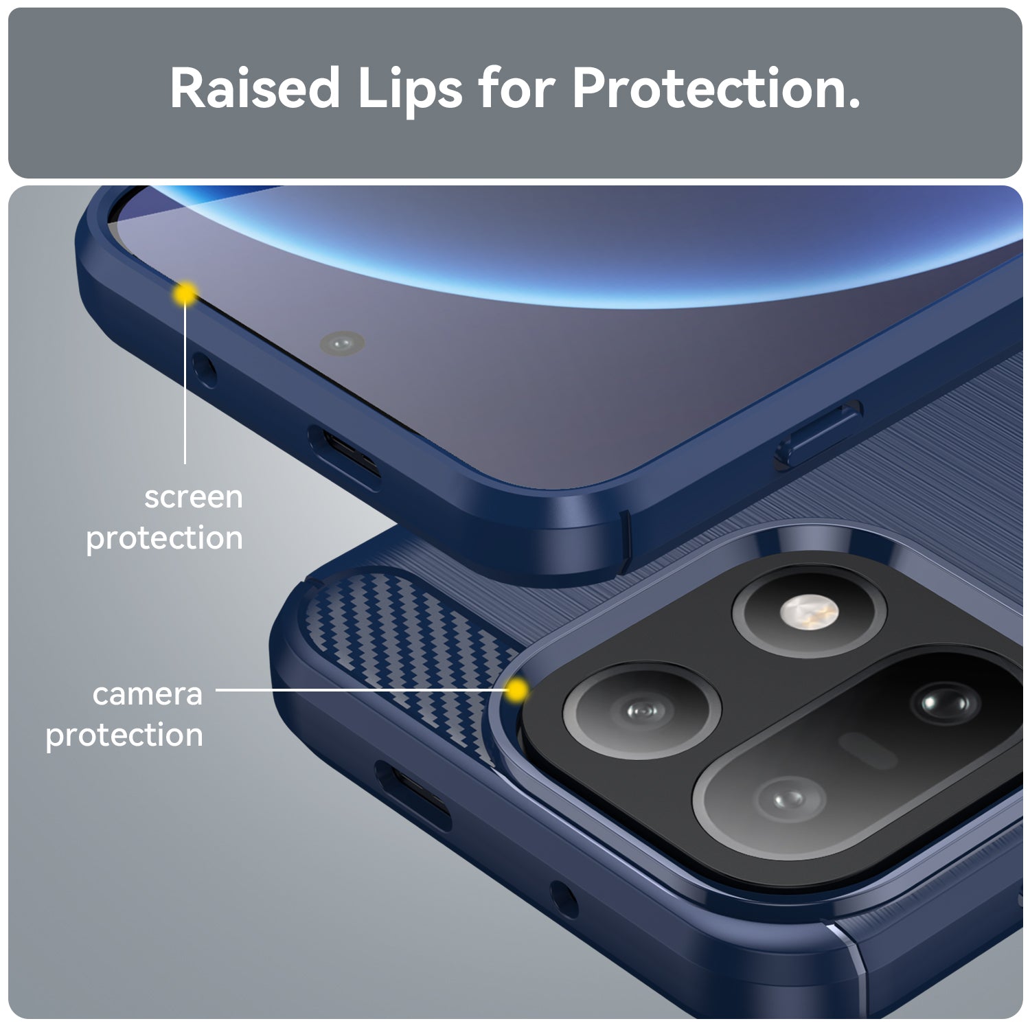 OnePlus 15 Carbon Fibre TPU Case Slim Shockproof Cover Navy