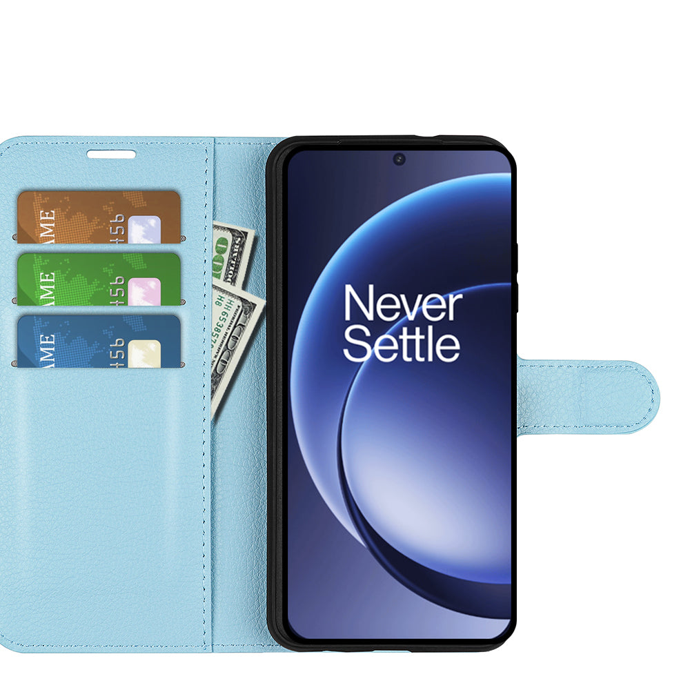 Wallet Case for OnePlus 15 – PU Leather Flip Cover with Card Holder & Stand [LightBlue]