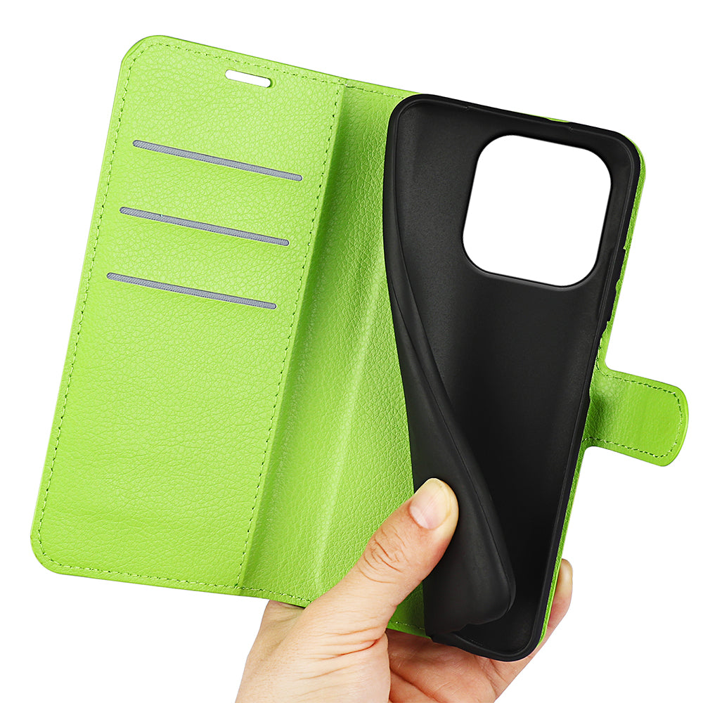 Wallet Case for OnePlus 15 – PU Leather Flip Cover with Card Holder & Stand [Green]