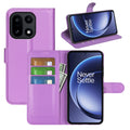 Wallet Case for OnePlus 15 – PU Leather Flip Cover with Card Holder & Stand [Purple] - Purple