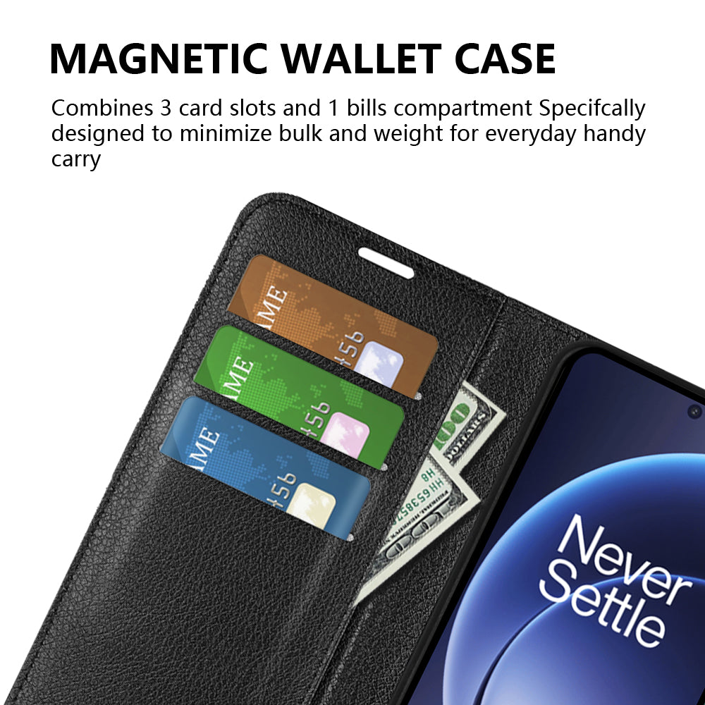 Wallet Case for OnePlus 15 – PU Leather Flip Cover with Card Holder & Stand [Red]