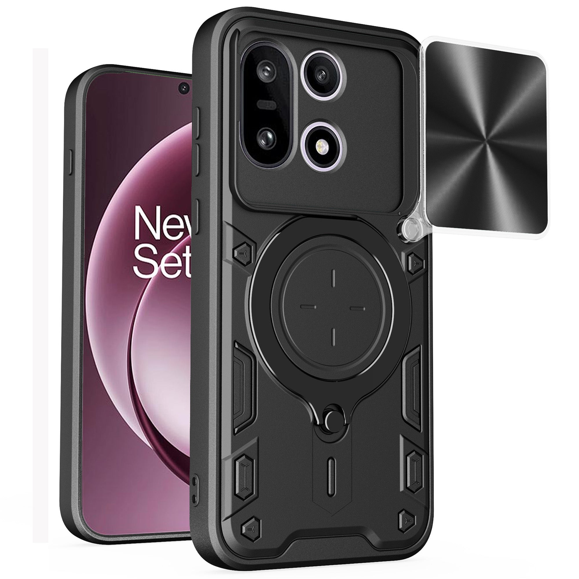 OnePlus 15 Ring Kickstand Case w/ Camera Cover [Black]