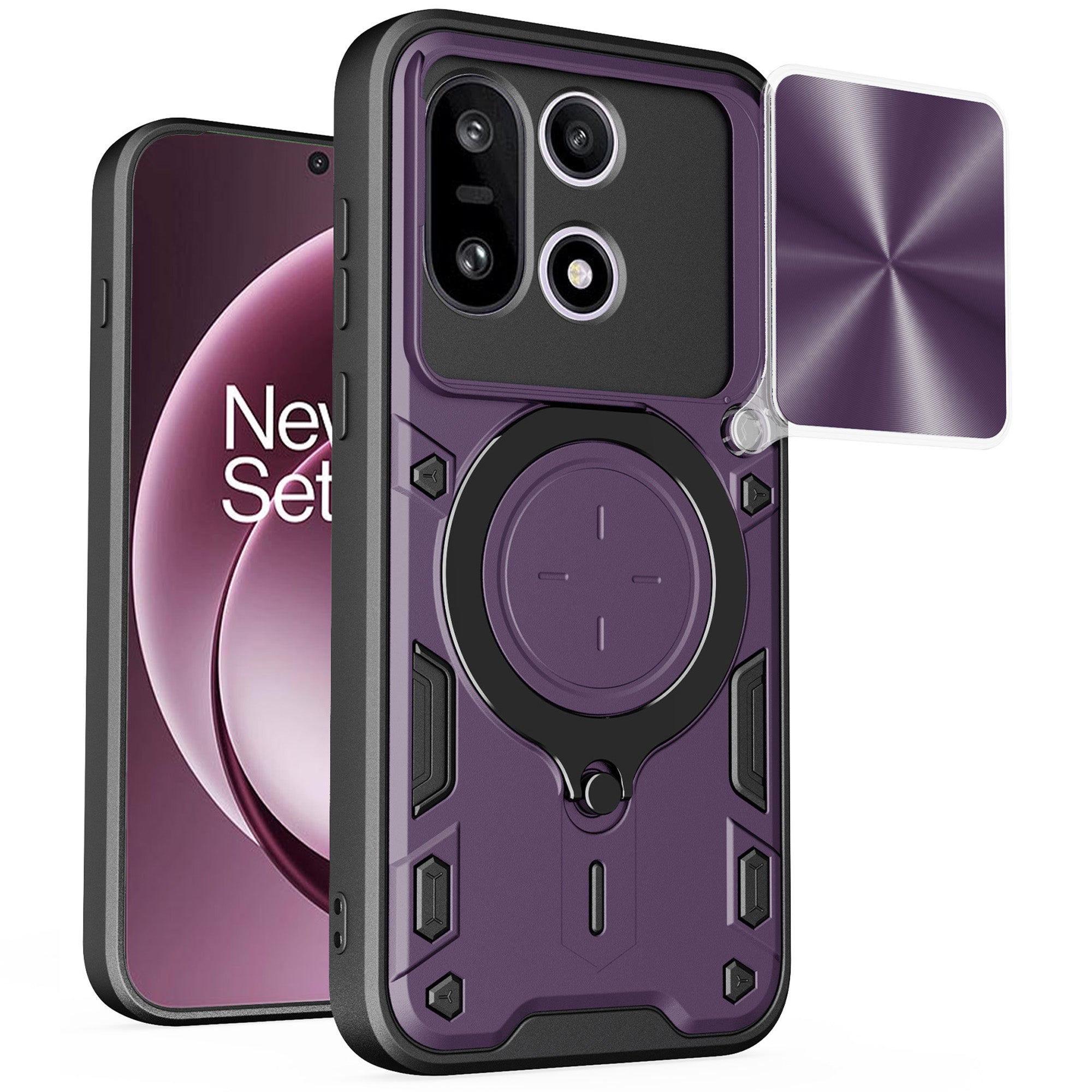 OnePlus 15 Ring Kickstand Case w/ Camera Cover [Purple]