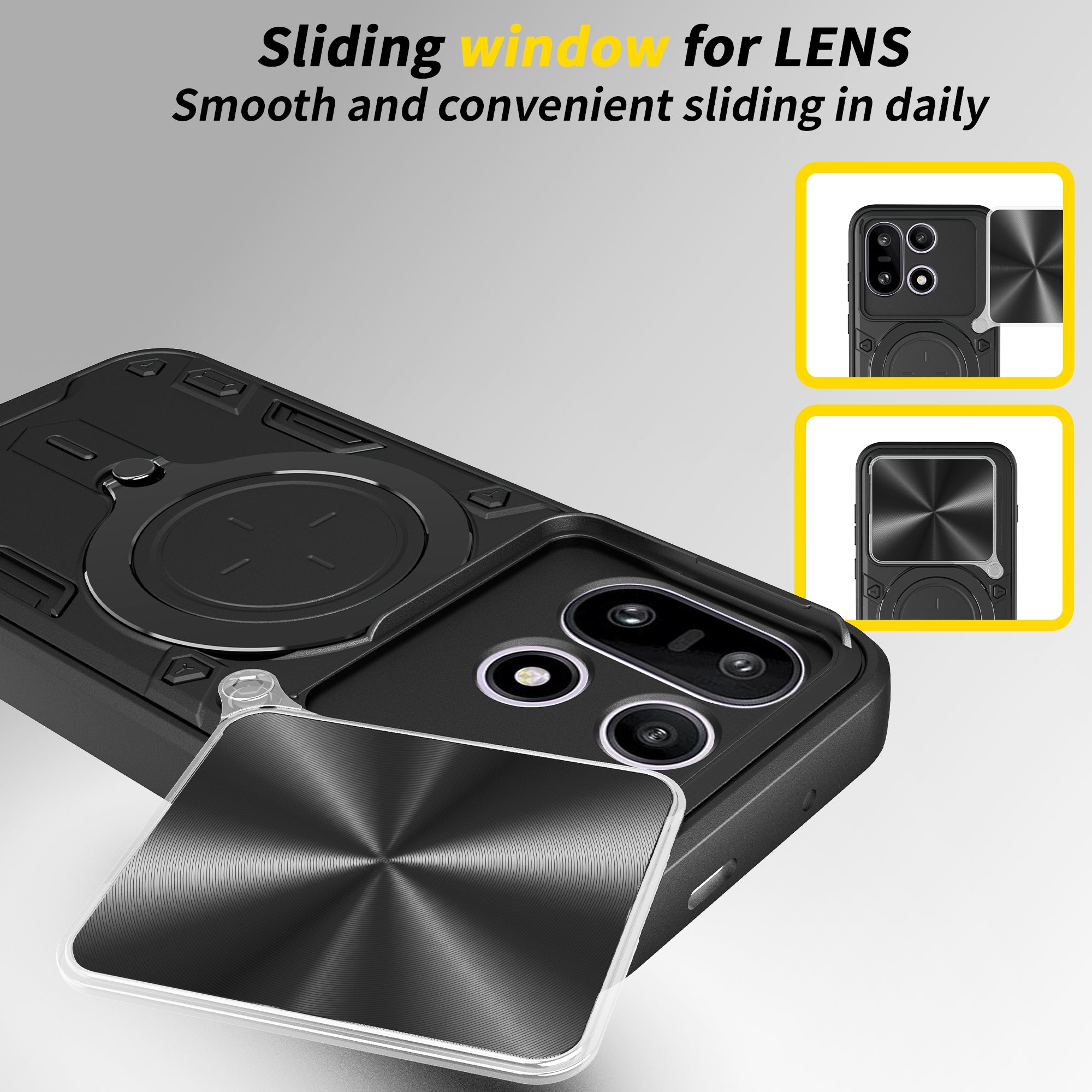 OnePlus 15 Ring Kickstand Case w/ Camera Cover [Black]