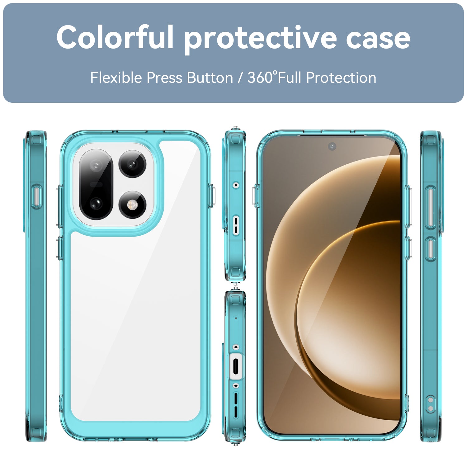 OnePlus 15 Soft TPU Bumper Shockproof Cover Case [Clear Blue]