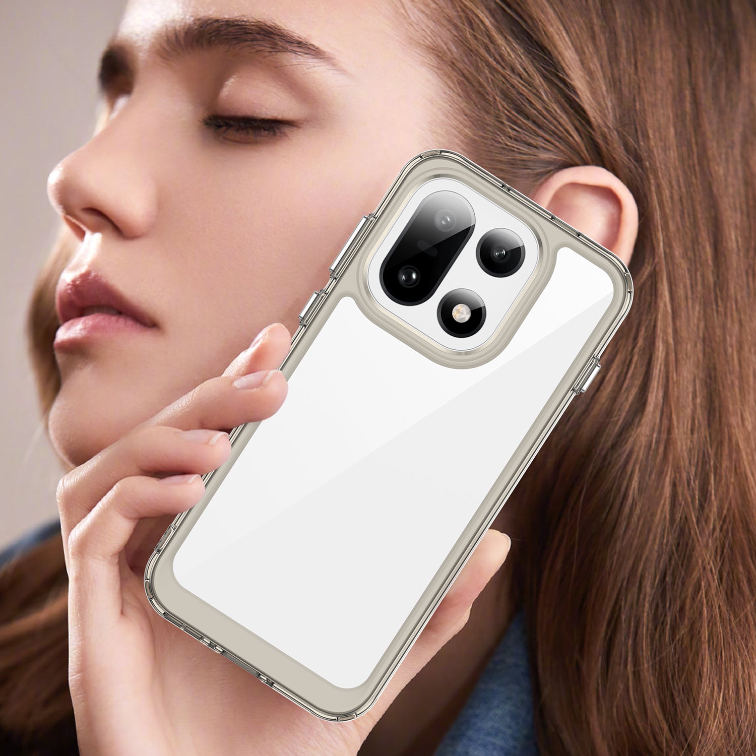 OnePlus 15 Soft TPU Bumper Shockproof Cover Case [Clear Grey]