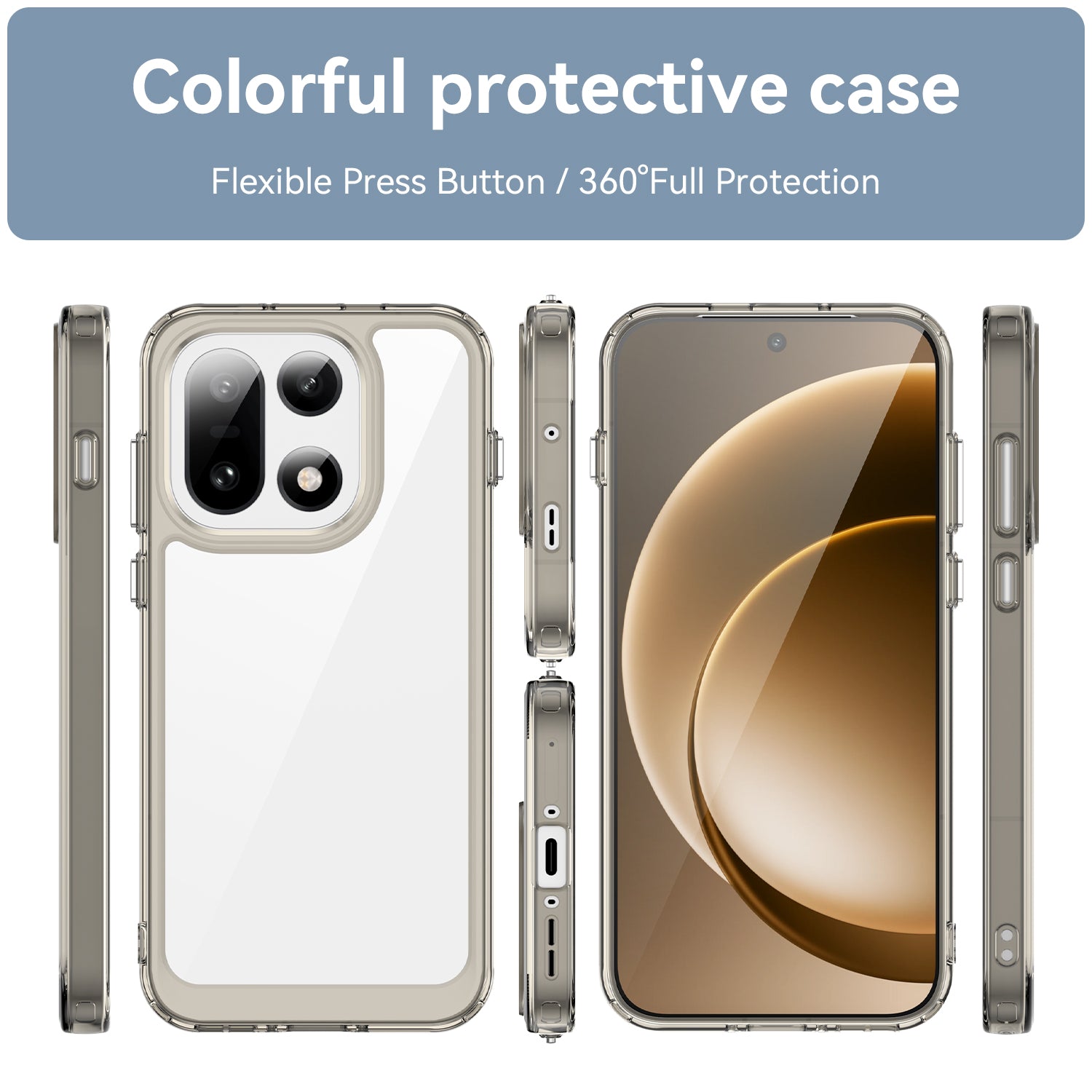 OnePlus 15 Soft TPU Bumper Shockproof Cover Case [Clear Grey]