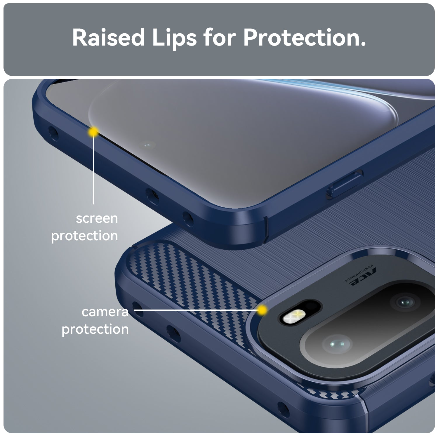 OnePlus 15R Carbon Fibre TPU Case Slim Shockproof Cover Navy