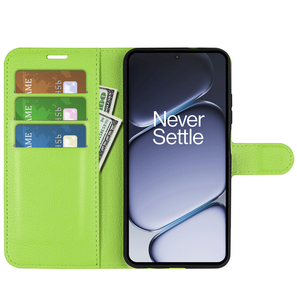 Wallet Case for OnePlus 15R – PU Leather Flip Cover with Card Holder & Stand [Green]