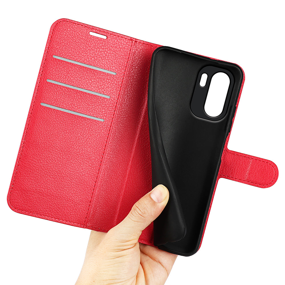 Wallet Case for OnePlus 15R – PU Leather Flip Cover with Card Holder & Stand [Red]