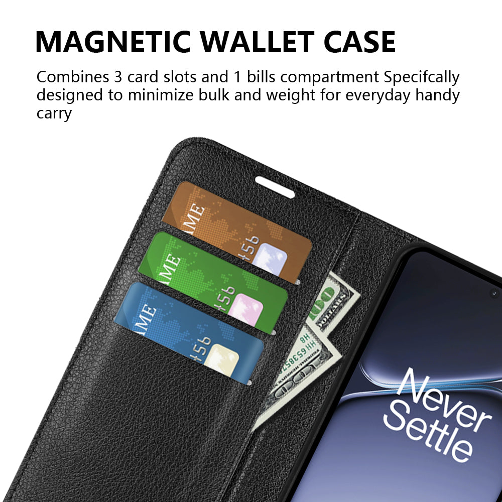 Wallet Case for OnePlus 15R – PU Leather Flip Cover with Card Holder & Stand [Red]