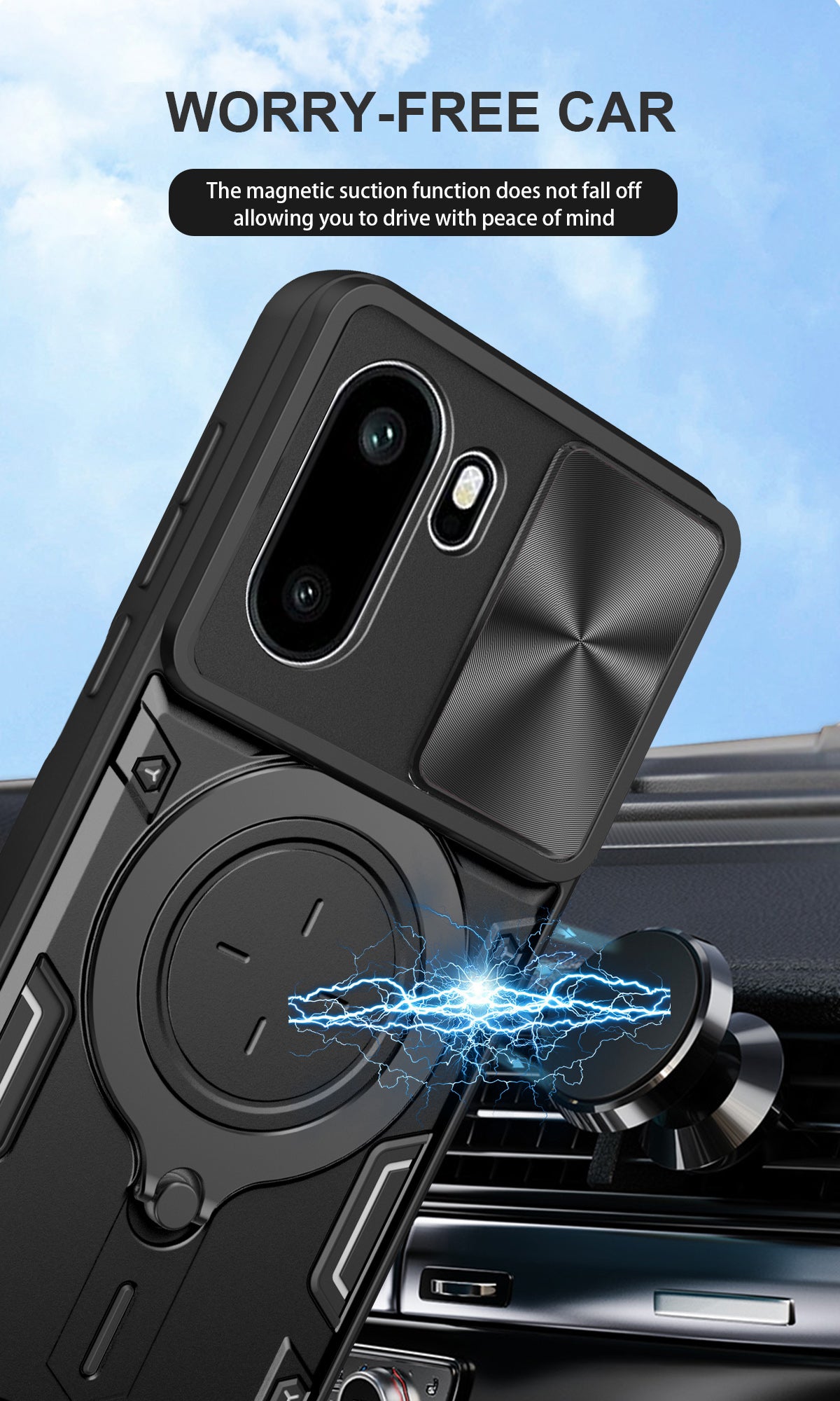 OnePlus 15R Ring Kickstand Case w/ Camera Cover [Black]
