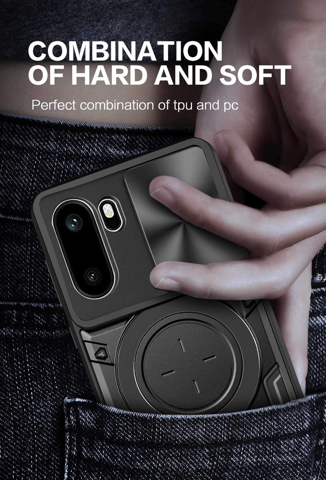 OnePlus 15R Ring Kickstand Case w/ Camera Cover [Navy]
