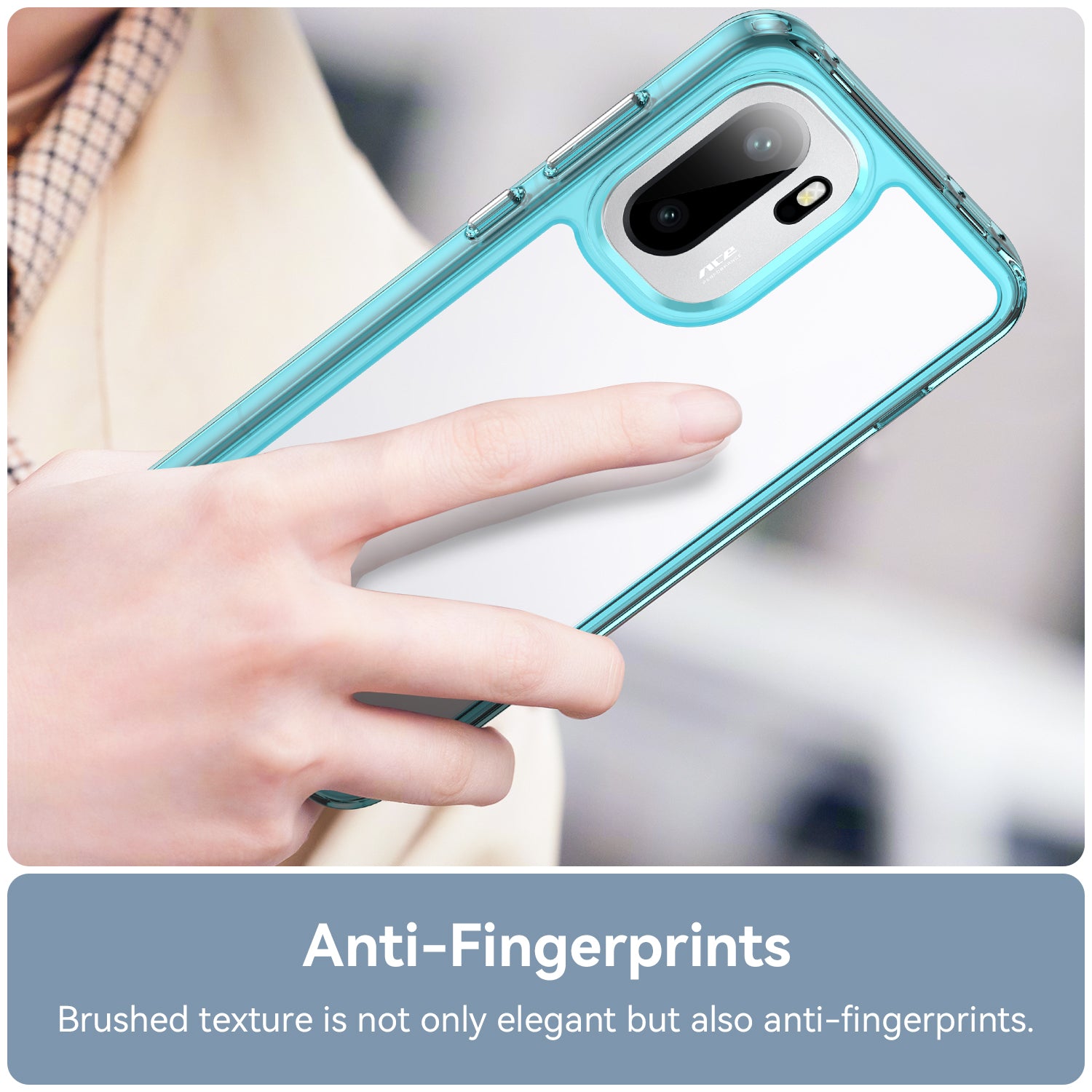 OnePlus 15R Soft TPU Bumper Shockproof Cover Case [Clear Blue]