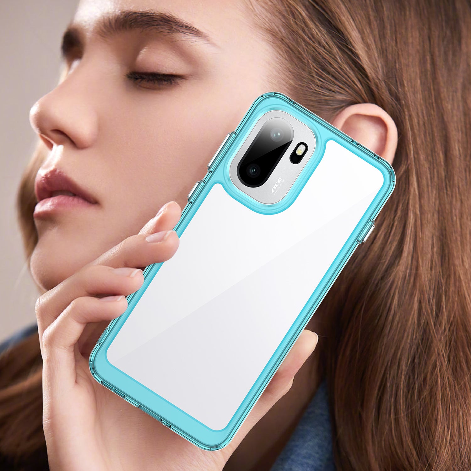 OnePlus 15R Soft TPU Bumper Shockproof Cover Case [Clear Blue]