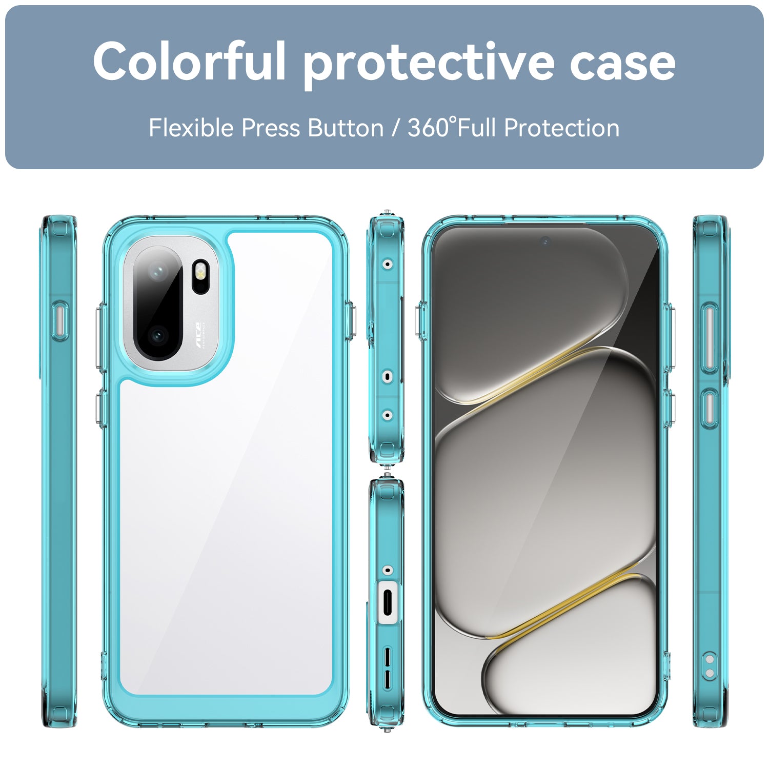OnePlus 15R Soft TPU Bumper Shockproof Cover Case [Clear Blue]