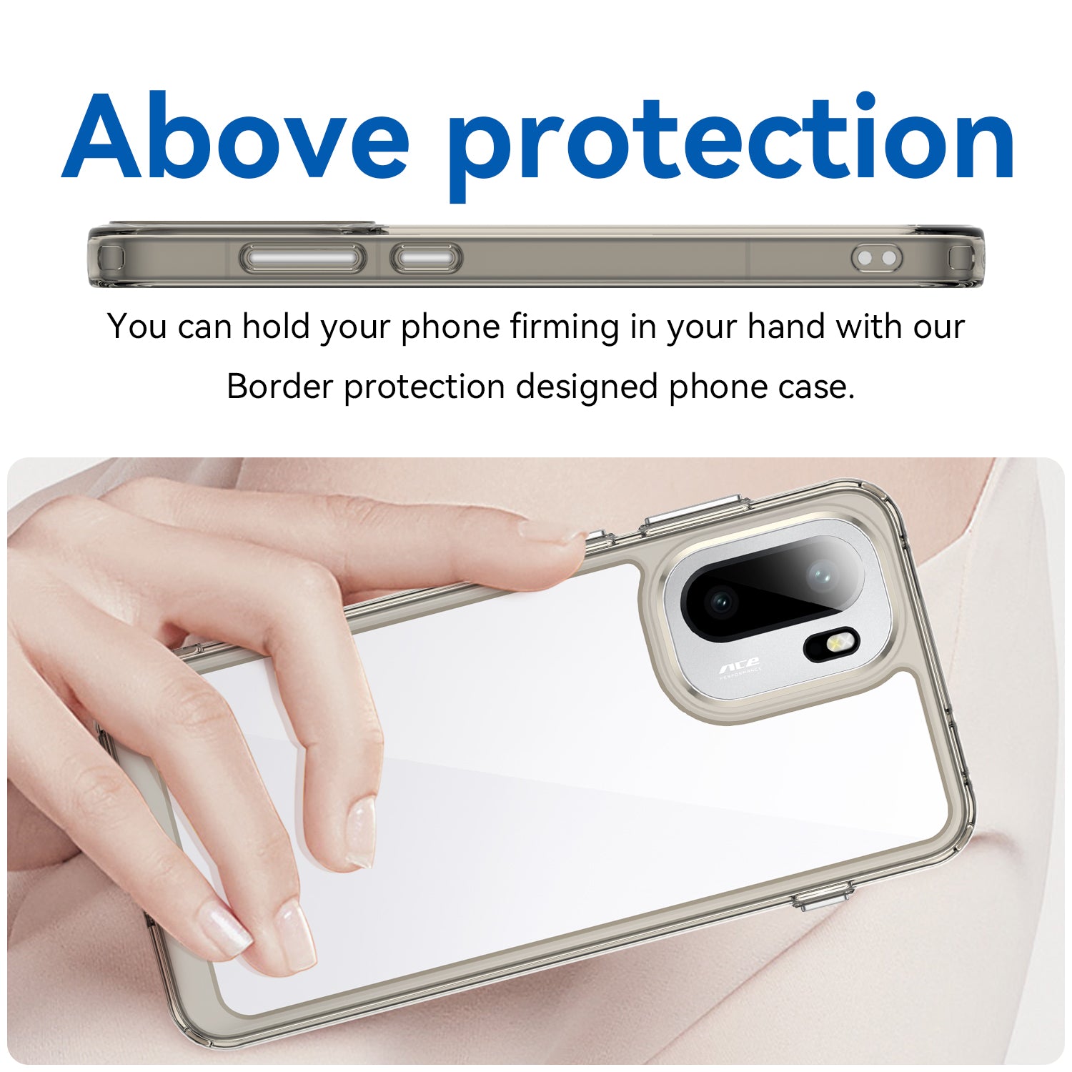 OnePlus 15R Soft TPU Bumper Shockproof Cover Case [Clear Grey]