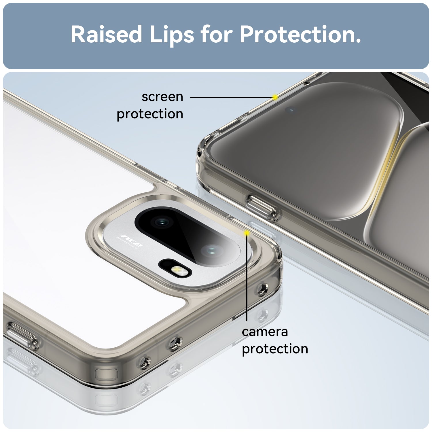 OnePlus 15R Soft TPU Bumper Shockproof Cover Case [Clear Grey]