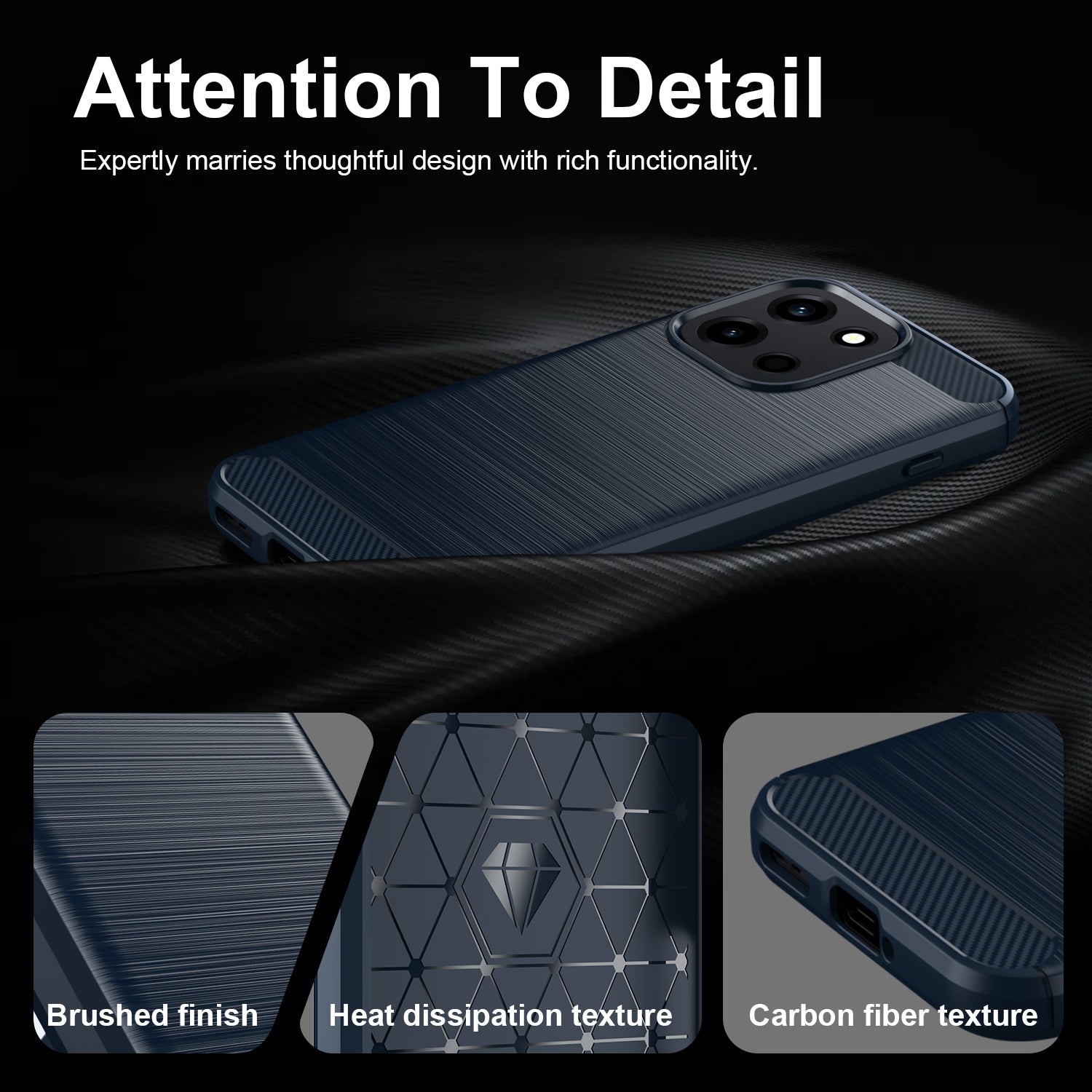 OnePlus Nord 6 / OnePlus Nord CE6 Carbon Fibre TPU Case Slim Shockproof Cover Navy
