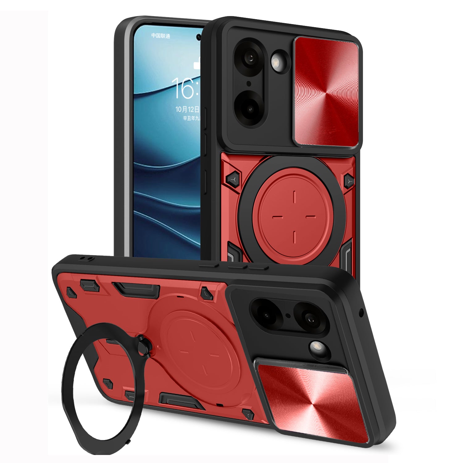 OnePlus Nord CE5 Ring Kickstand Case w/ Camera Cover [Red]