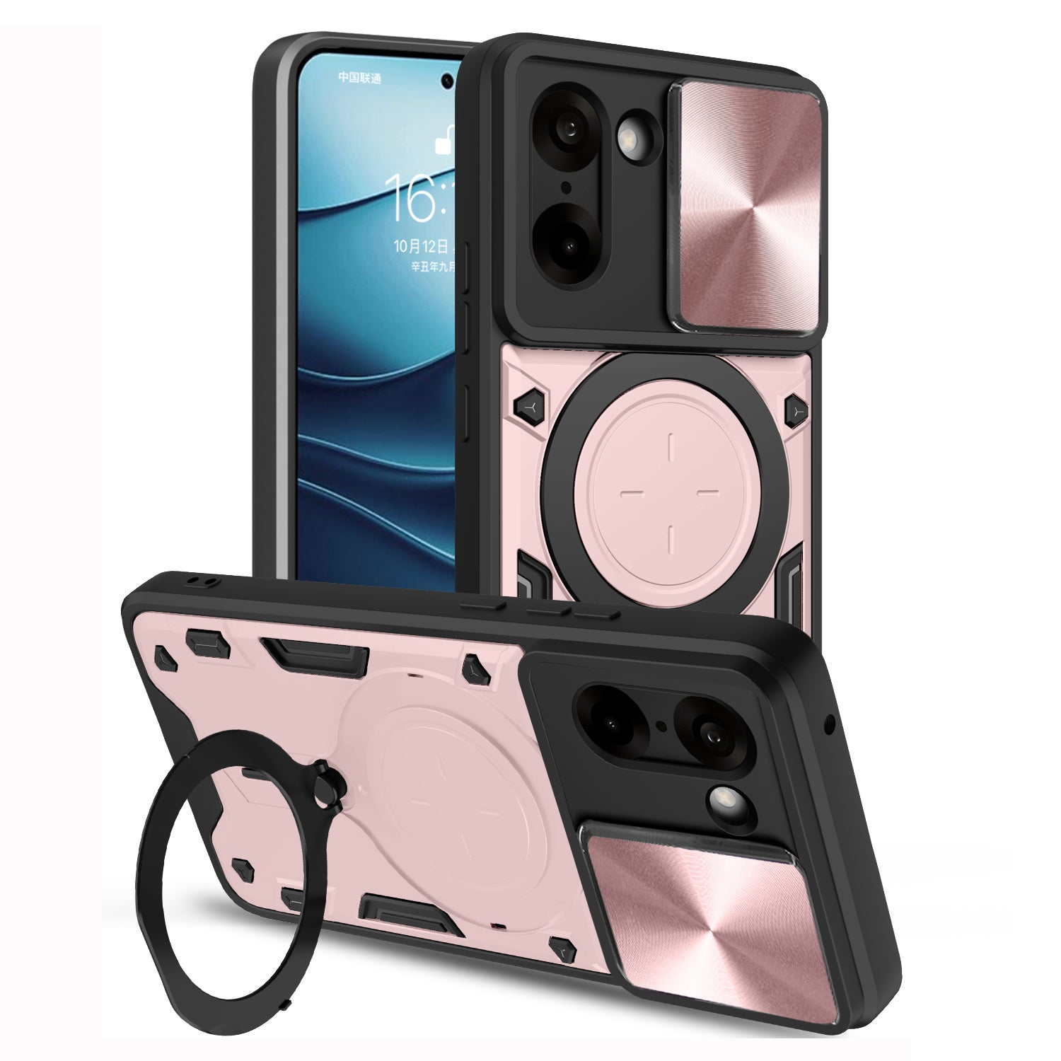 OnePlus Nord CE5 Ring Kickstand Case w/ Camera Cover [Rose Gold]