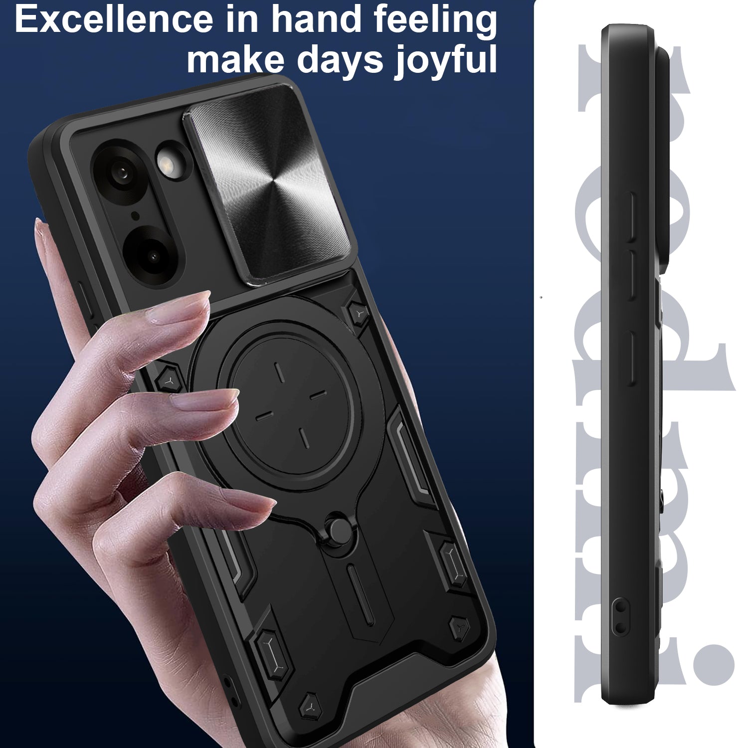 OnePlus Nord CE5 Ring Kickstand Case w/ Camera Cover [Black]