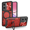 OPPO A5x Ring Kickstand Case w/ Camera Cover [Red] - Red