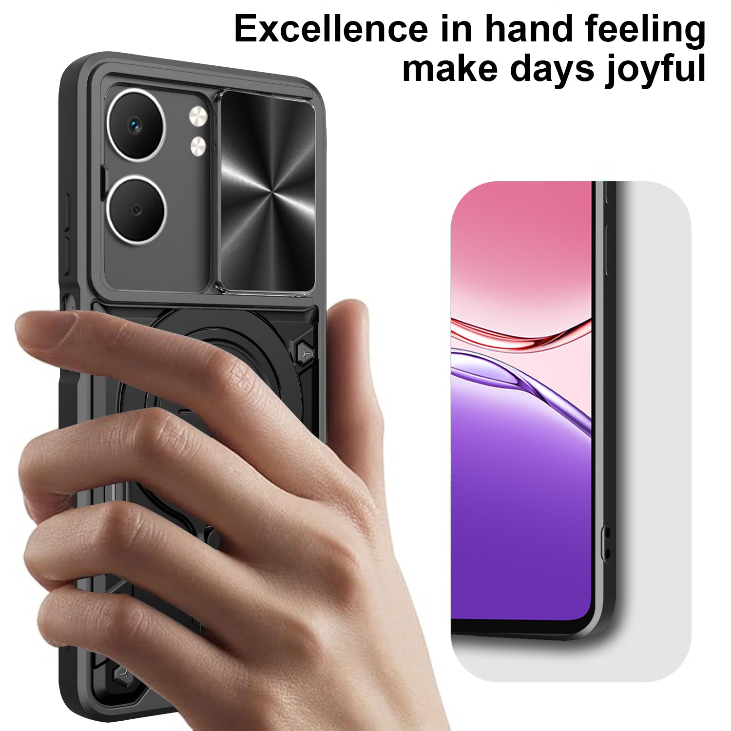 OPPO A5 Ring Kickstand Case w/ Camera Cover [Navy]