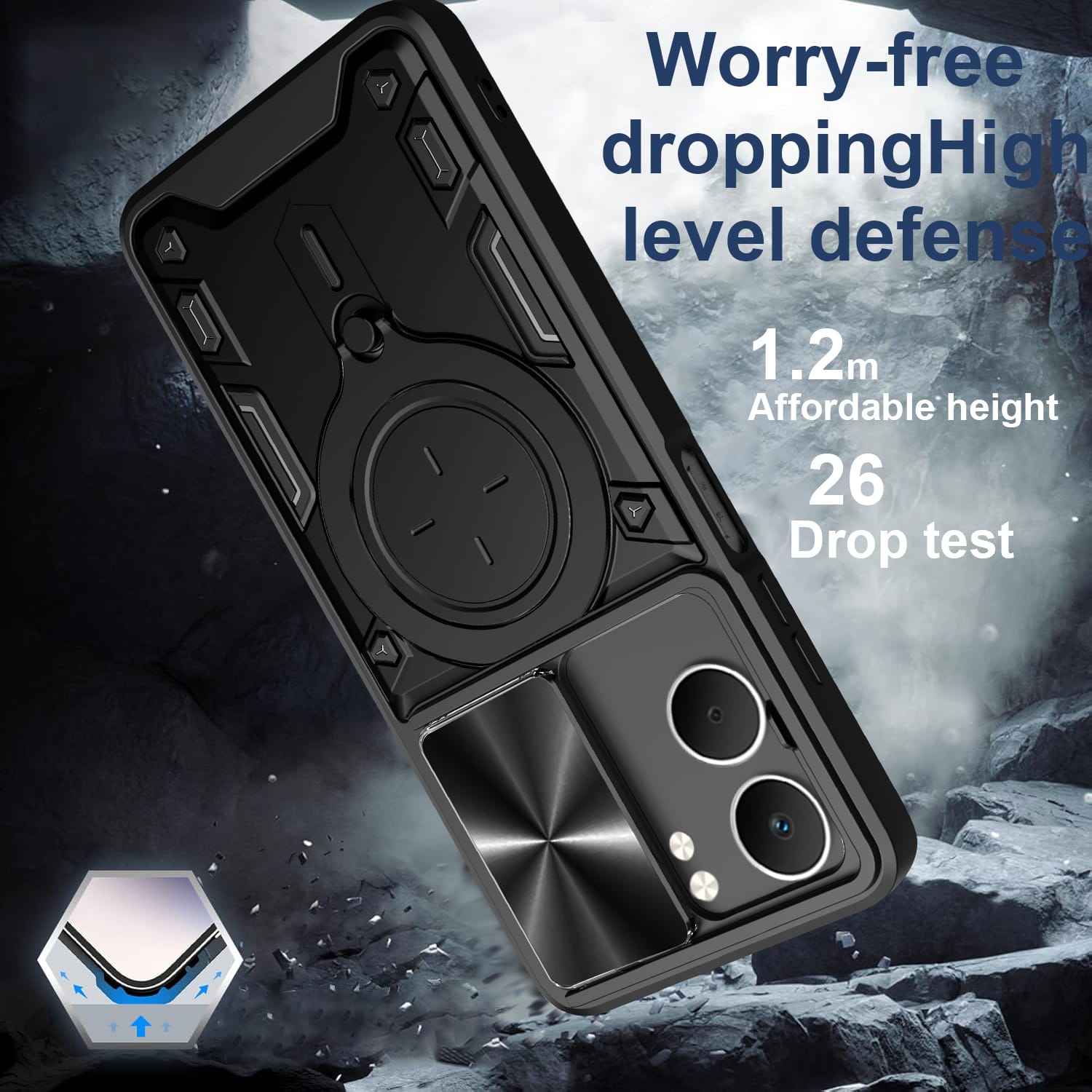 OPPO A5x Ring Kickstand Case w/ Camera Cover [Red]