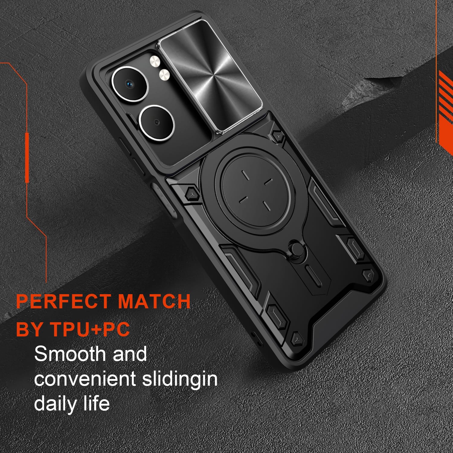 OPPO A5 Ring Kickstand Case w/ Camera Cover [Purple]