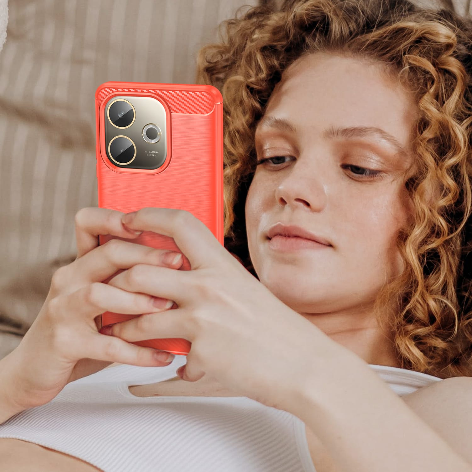 OPPO A5 Pro 5G Carbon Fibre Brushed Case [Red]