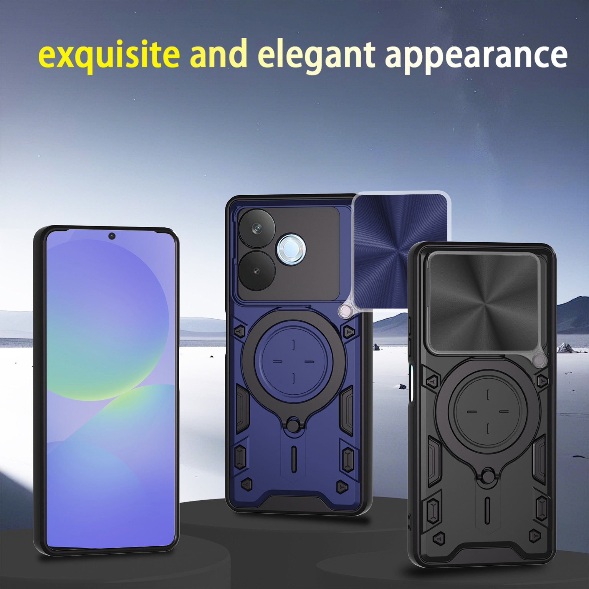 OPPO A5 Pro 5G Ring Kickstand Case w/ Camera Cover [Black]
