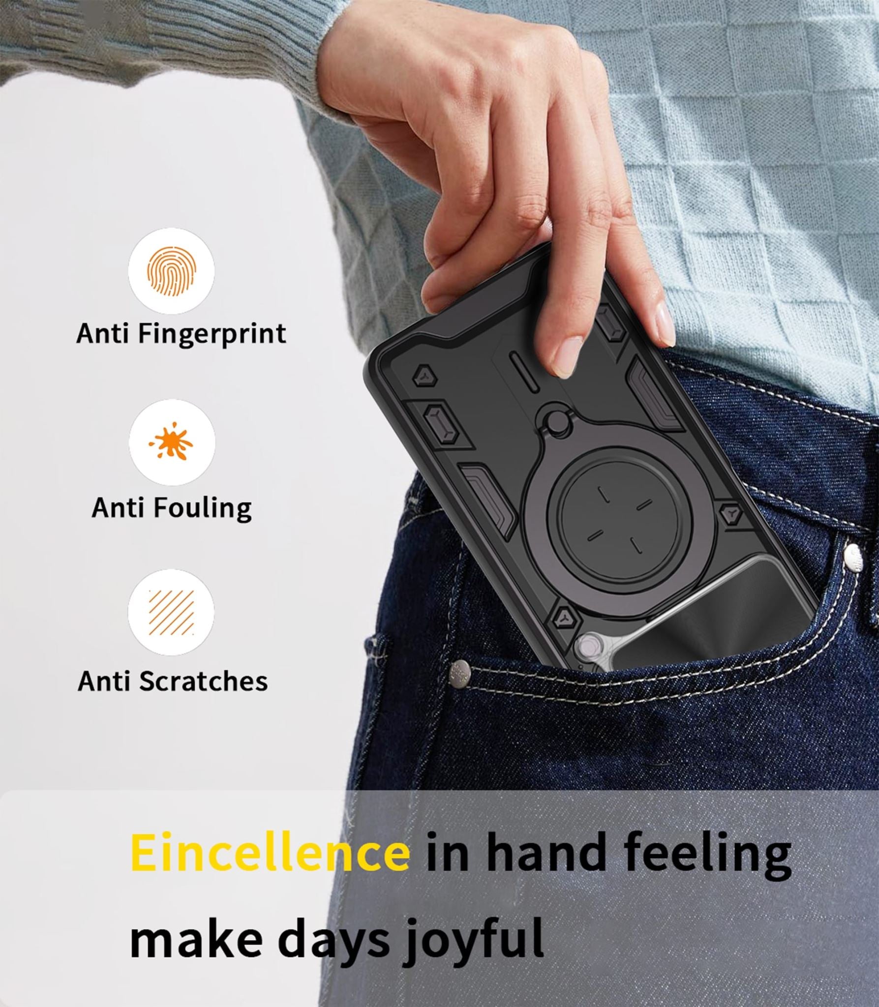 OPPO A5 Pro 5G Ring Kickstand Case w/ Camera Cover [Black]