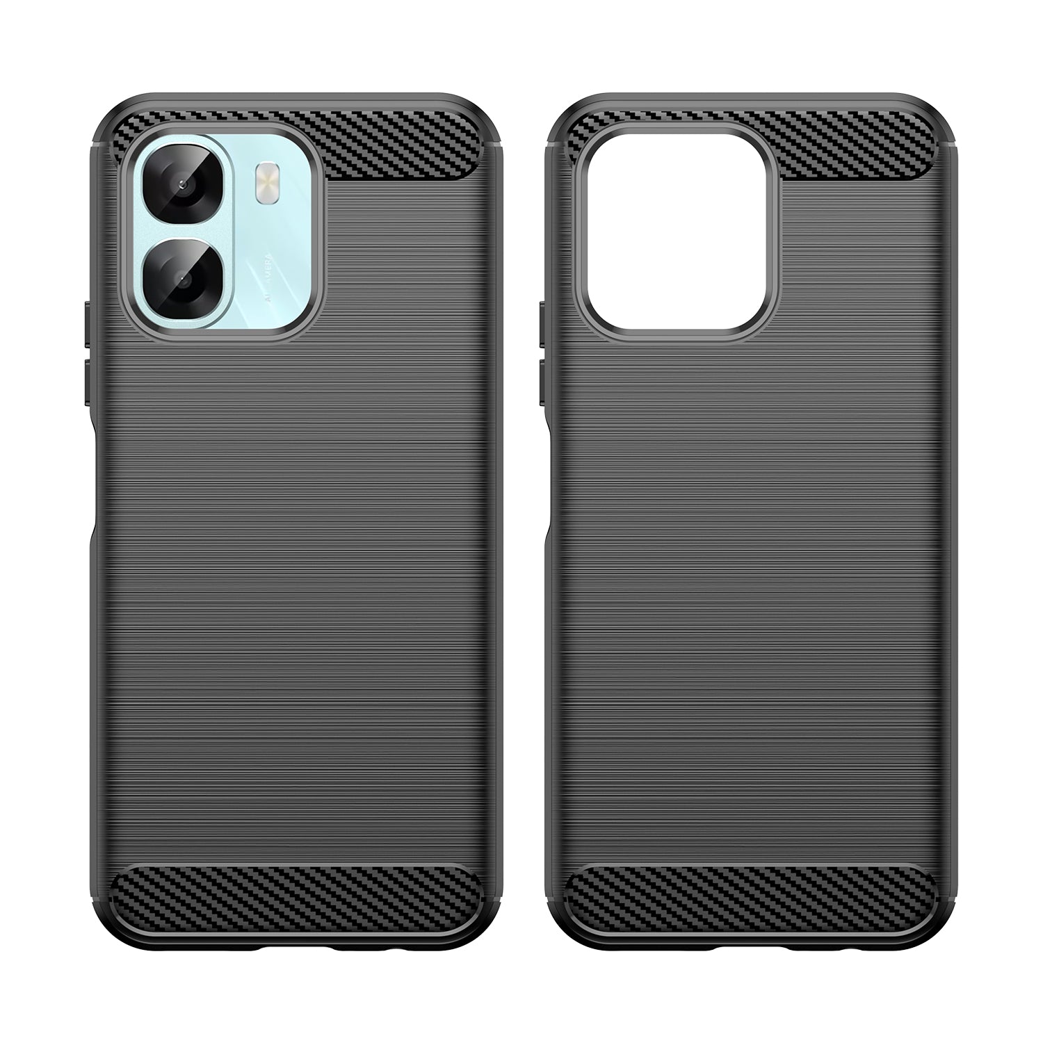 OPPO A6x Carbon Fibre TPU Case Slim Shockproof Cover Black