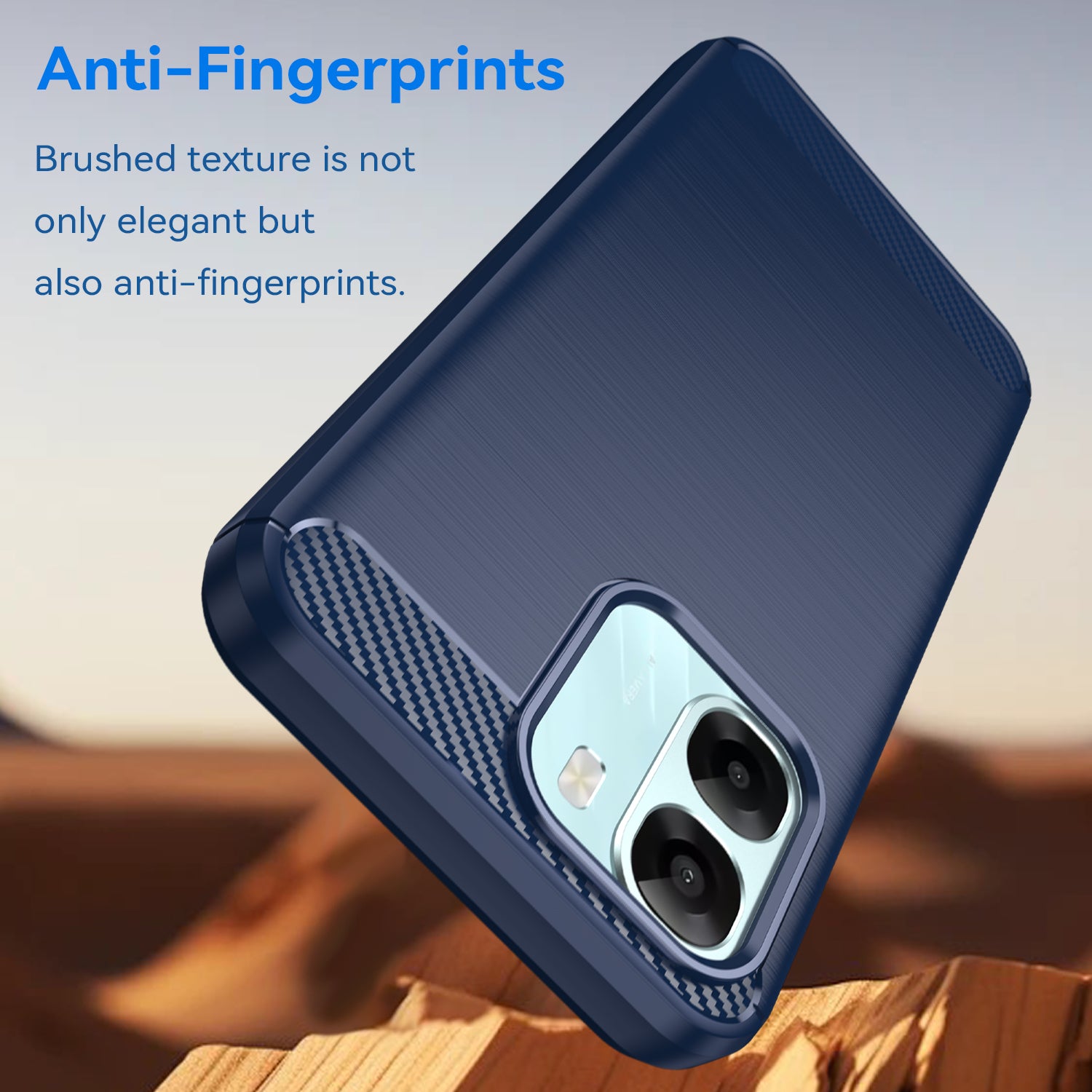 OPPO A6x Carbon Fibre TPU Case Slim Shockproof Cover Navy
