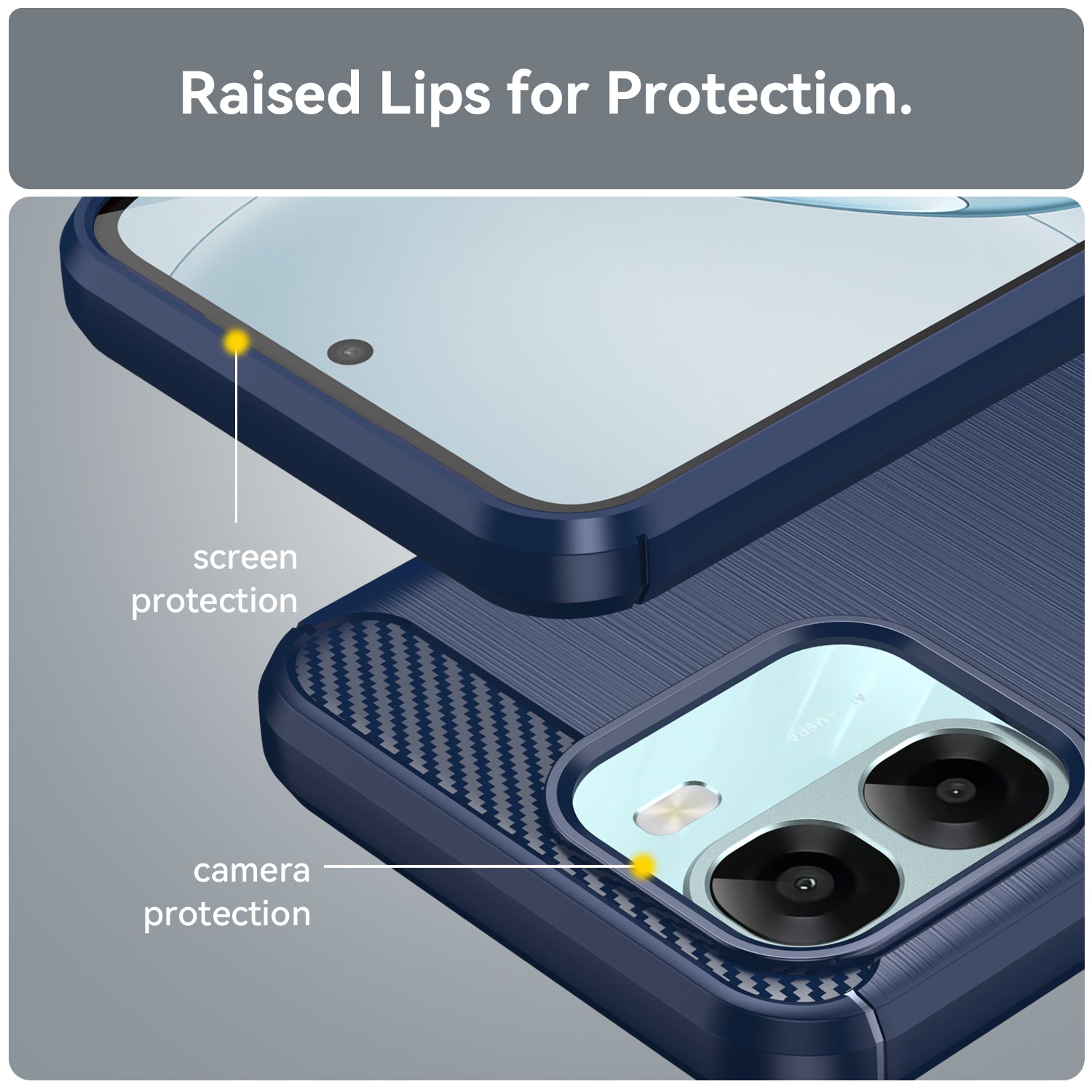 OPPO A6x Carbon Fibre TPU Case Slim Shockproof Cover Navy