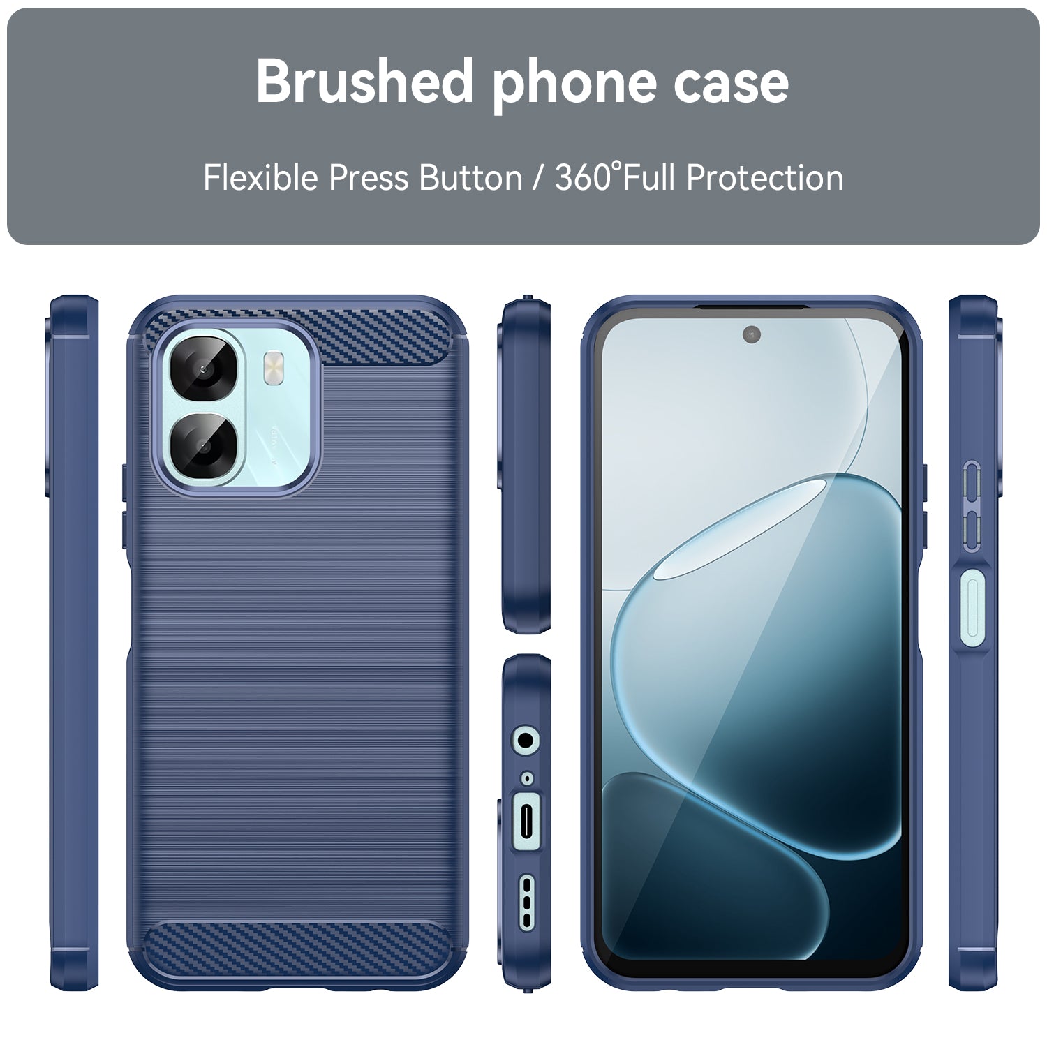 OPPO A6x Carbon Fibre TPU Case Slim Shockproof Cover Navy