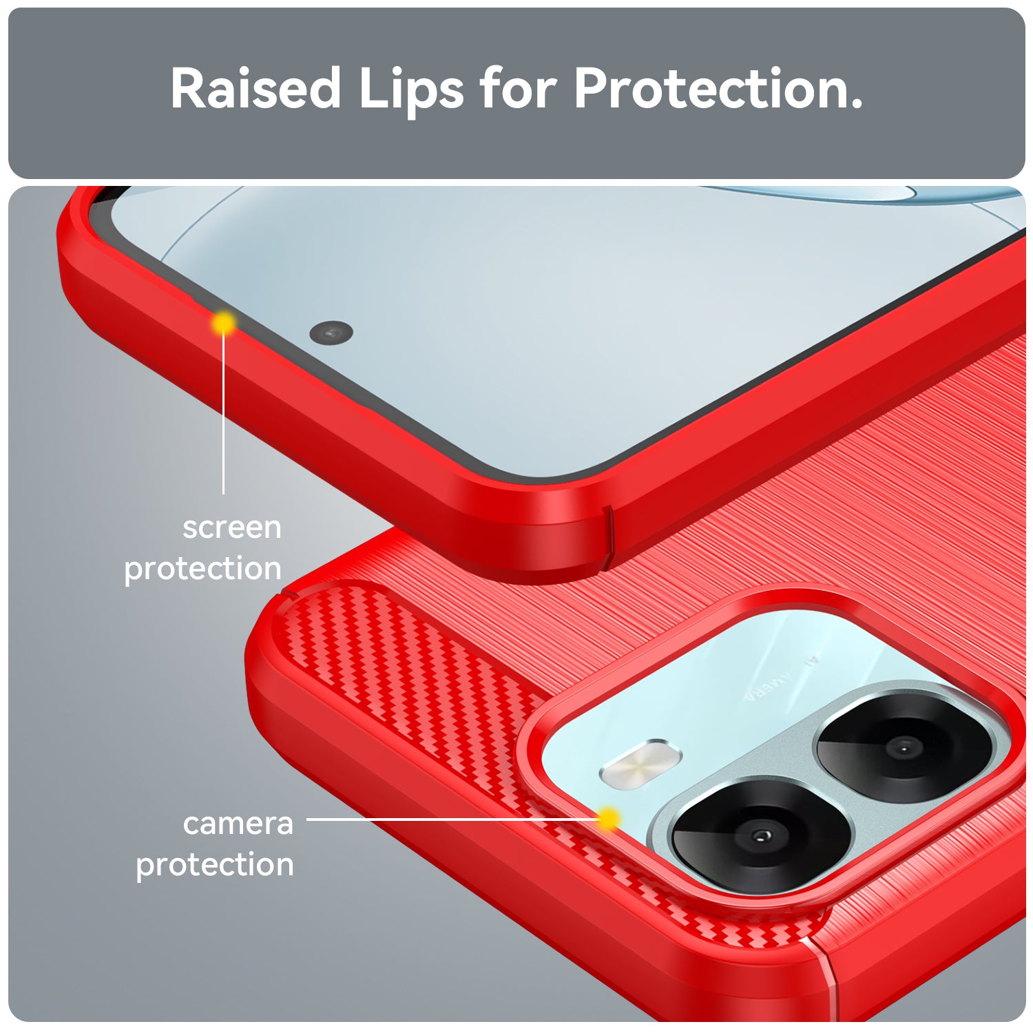 OPPO A6x Carbon Fibre TPU Case Slim Shockproof Cover Red